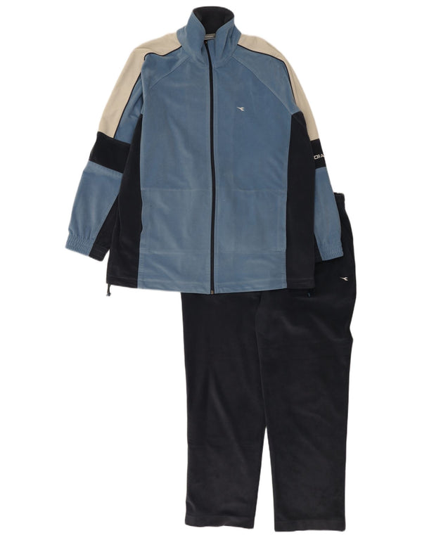 Diadora Survêtement complet en velours pour homme UK 44 XL Bleu Colorblock Polyester
