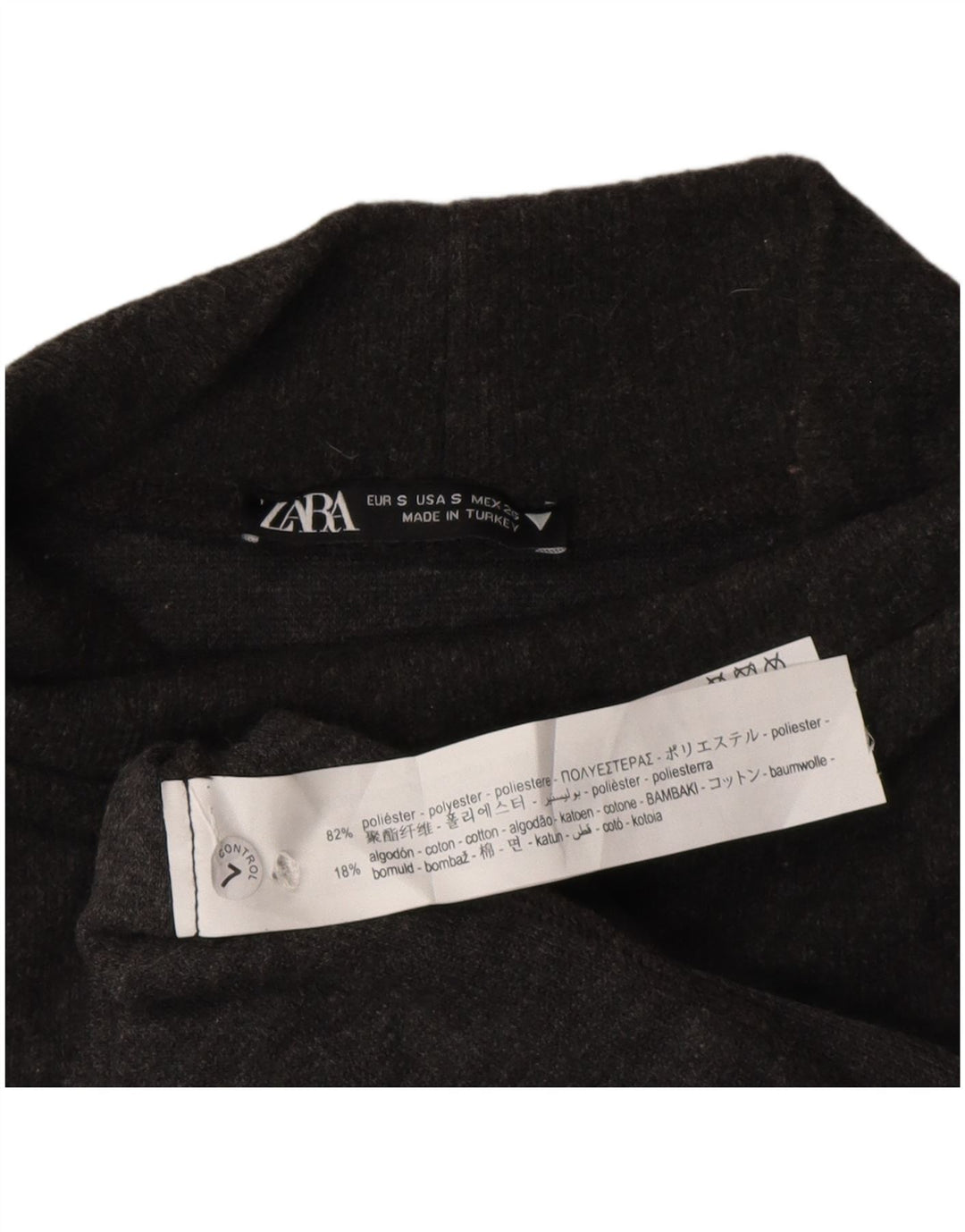 Zara Robe pull à manches courtes pour femme UK 10 Petit Gris Polyester