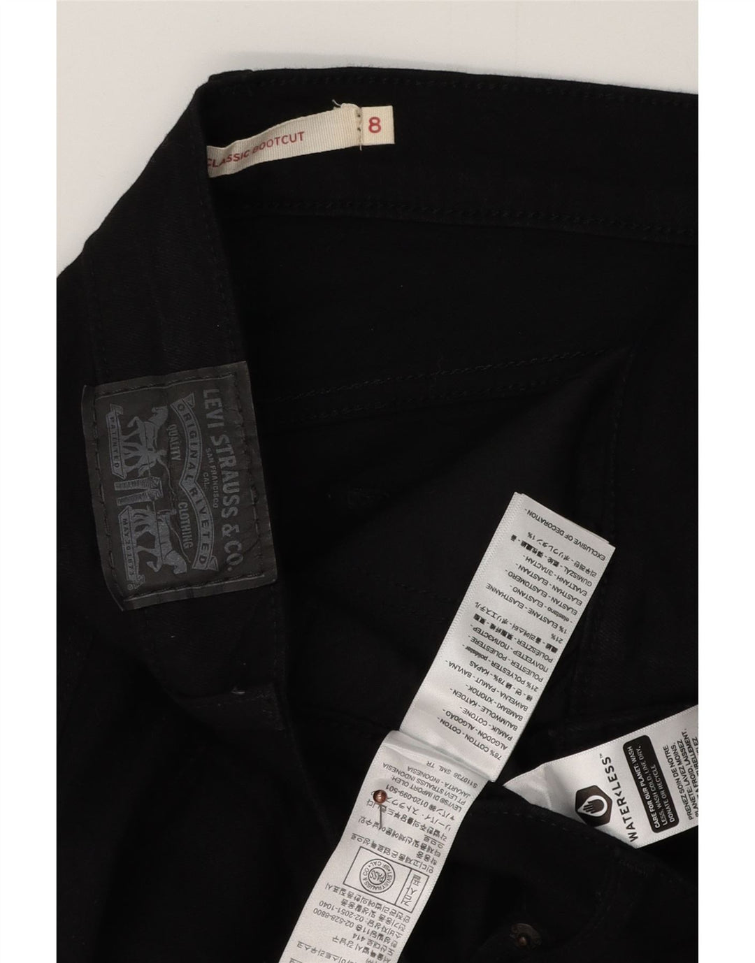 LEVI'S Jean bootcut classique pour femme US 8 Medium W30 L29 coton noir