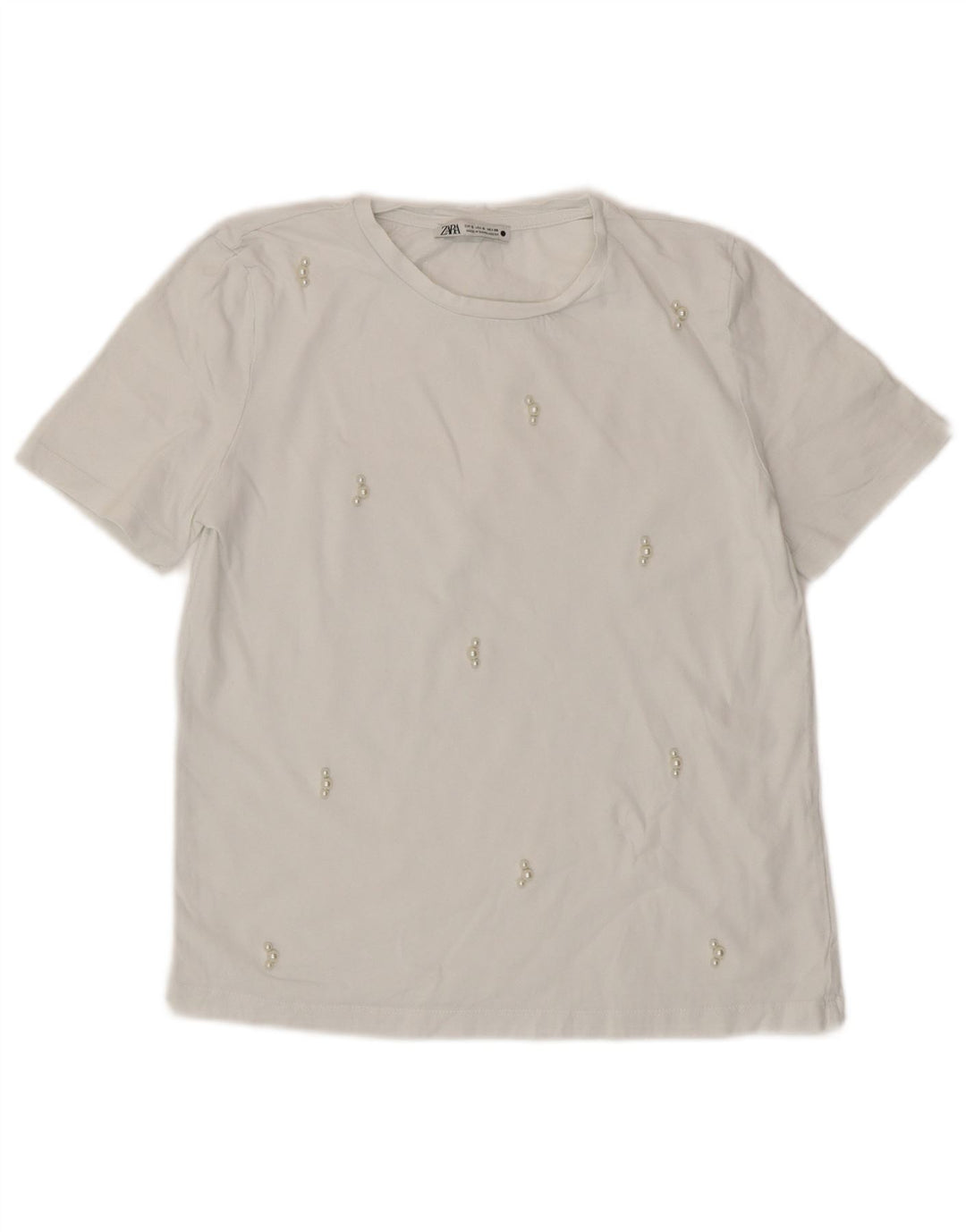 ZARA Femme T-Shirt Top UK 8 Small Blanc