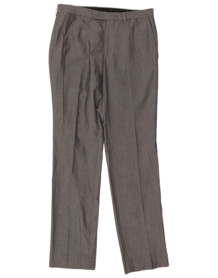 Marks & Spencer Pantalon de Costume Droit Homme W30 L31 Gris Polyester