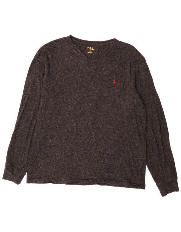 Polo Ralph Lauren Haut à manches longues pour hommes en coton moucheté gris grand