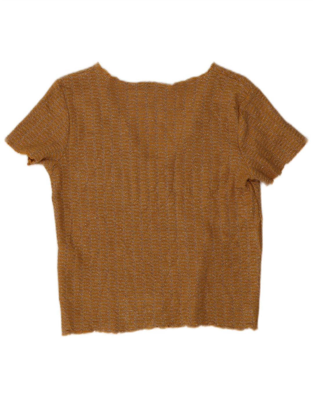 Zara Womens Crop Blouse Top UK 10 Petit Jaune Moucheté Polyester