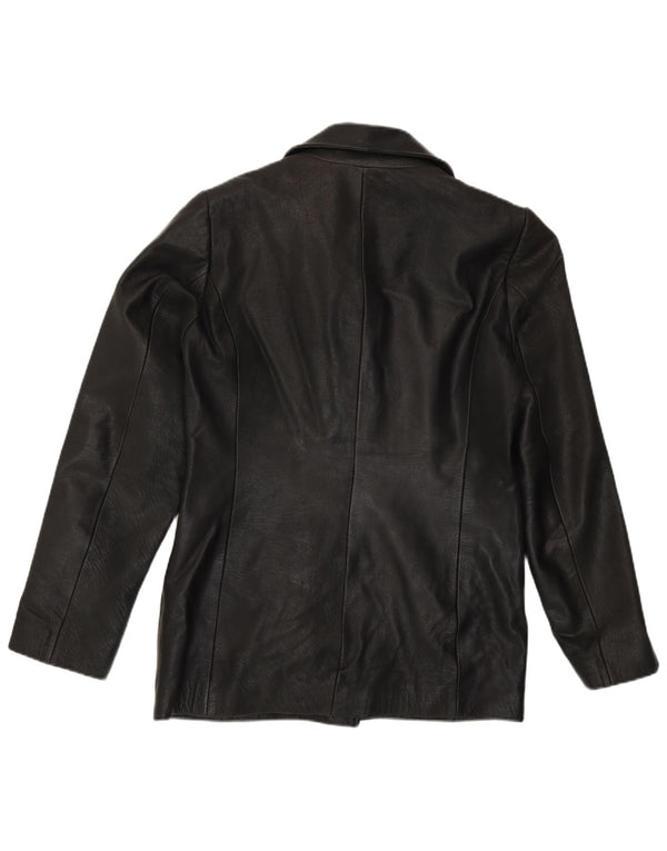 Fransa Veste blazer en cuir à 3 boutons pour femme UK 14 Cuir noir moyen