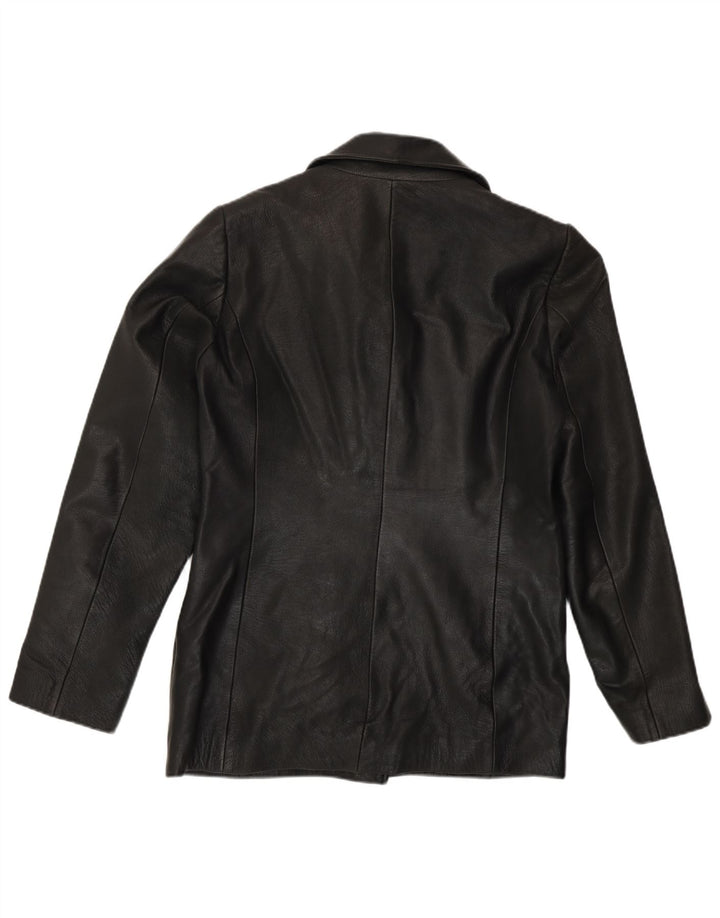 Fransa Veste blazer en cuir à 3 boutons pour femme UK 14 Cuir noir moyen