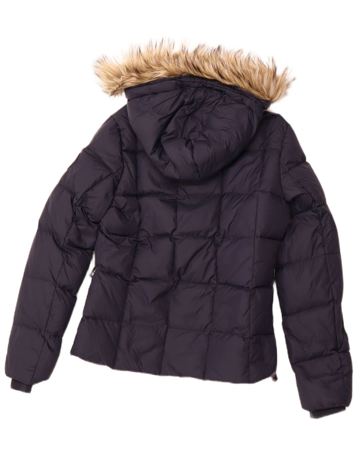 SUPERDRY Veste matelassée à capuche pour femme UK 12 Medium Navy Blue Nylon