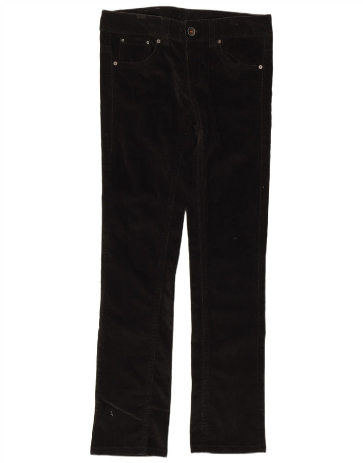 BENETTON Pantalon Slim en Velours Côtelé Femme IT 42 Medium W32 L32 Coton Noir