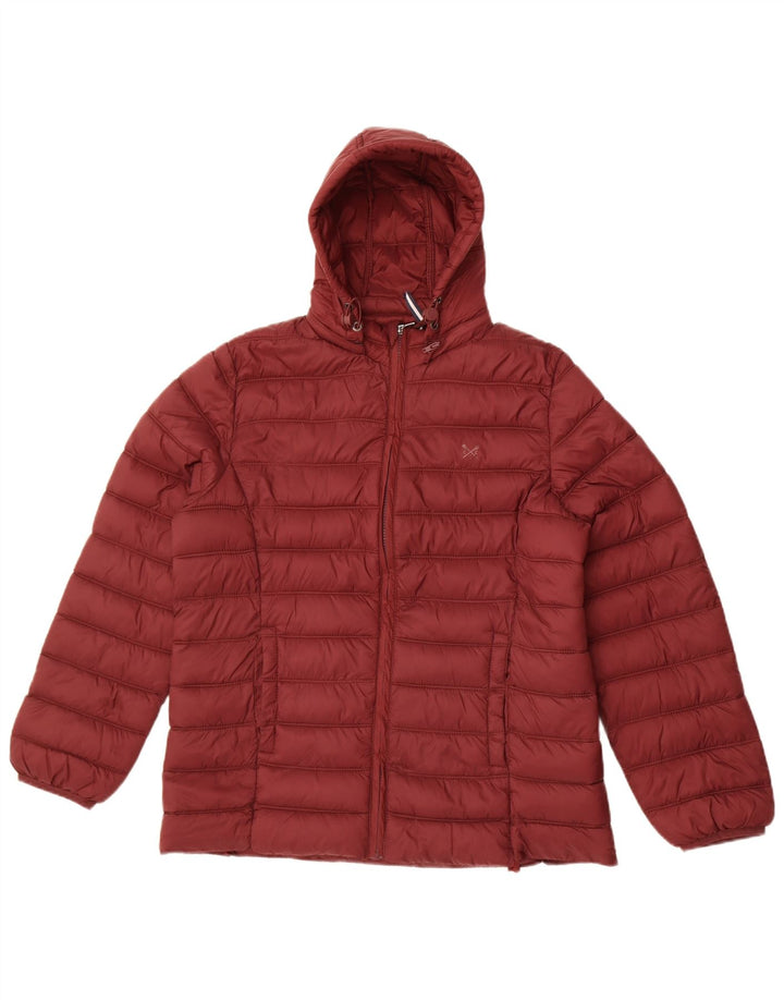 Crew Clothing Veste matelassée à capuche pour femme UK 12 Medium Bordeaux Polyamide