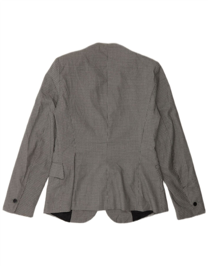 Zara Veste Blazer 1 Bouton Femme EU 36 XS Gris Pied-de-Poule Polyester