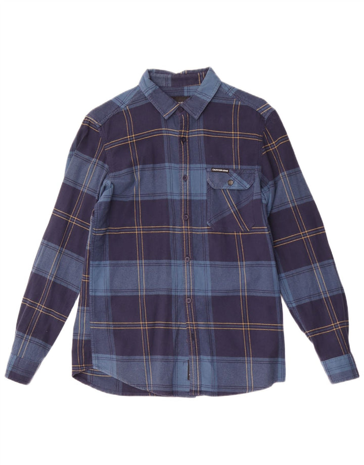 Calvin Klein Chemise slim en flanelle pour homme Bleu marine à carreaux en polyester