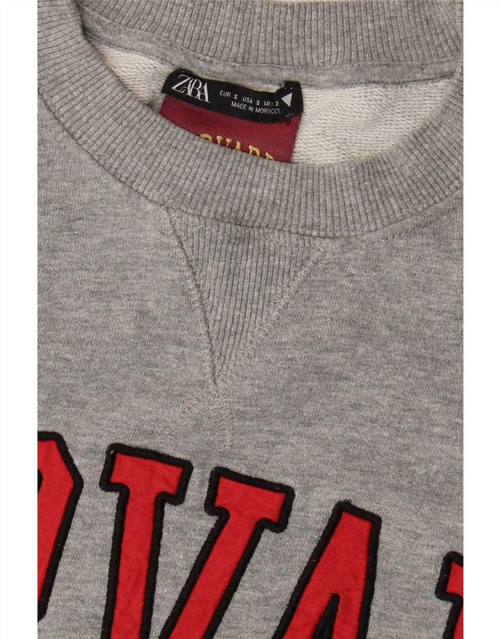 Zara Harvard Graphic Sweat-shirt surdimensionné pour femme UK 10 Petit Gris