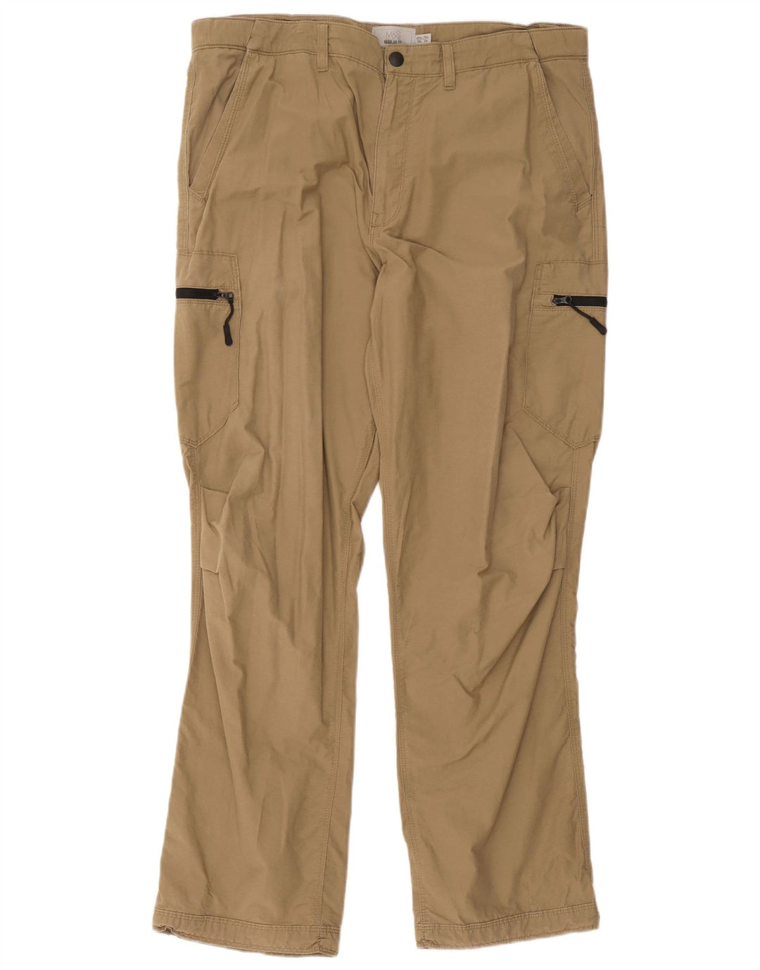 Marks & Spencer Pantalon cargo coupe régulière pour homme W36 L31 Coton beige
