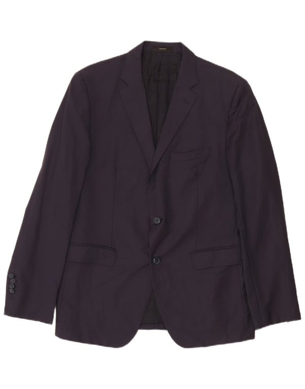 Massimo Dutti Veste Blazer 2 Boutons Homme EU 52 Grande Laine Bleu Marine