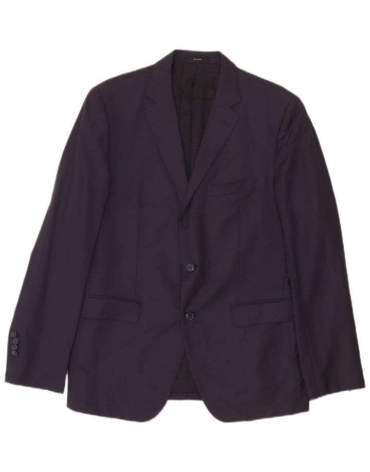 Massimo Dutti Veste Blazer 2 Boutons Homme EU 52 Grande Laine Bleu Marine