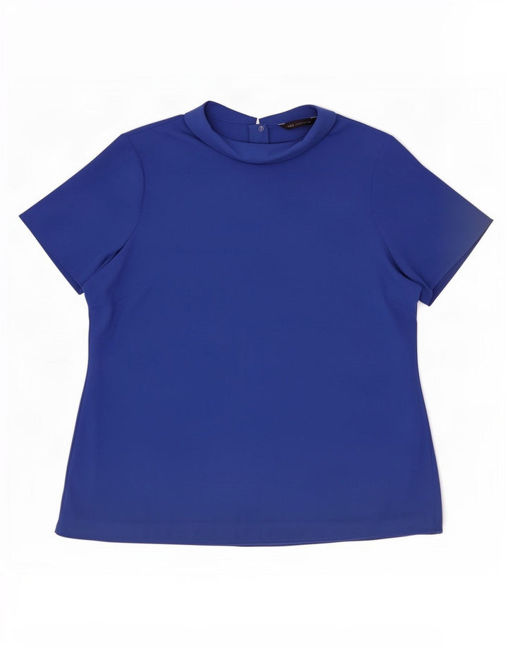 Marks & Spencer Chemisier Top UK 16 Large Bleu Polyester Femme