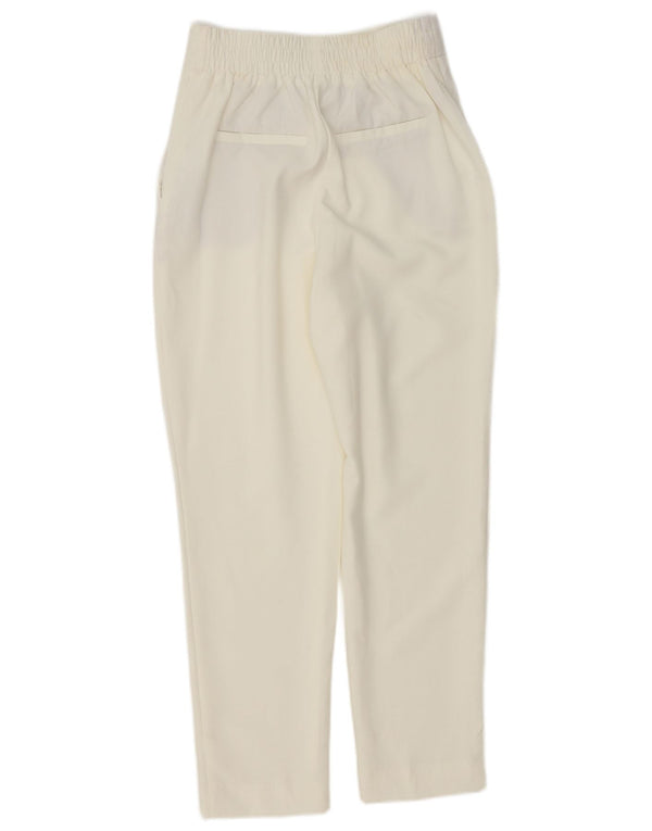 Zara Pantalon décontracté taille haute fuselé pour femme XS W24 L27 Blanc Polyester