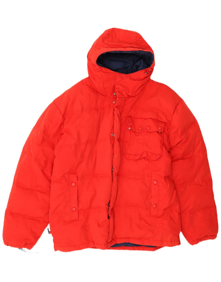 Tommy Hilfiger Veste matelassée à capuche pour homme UK 40 Large Rouge Polyester