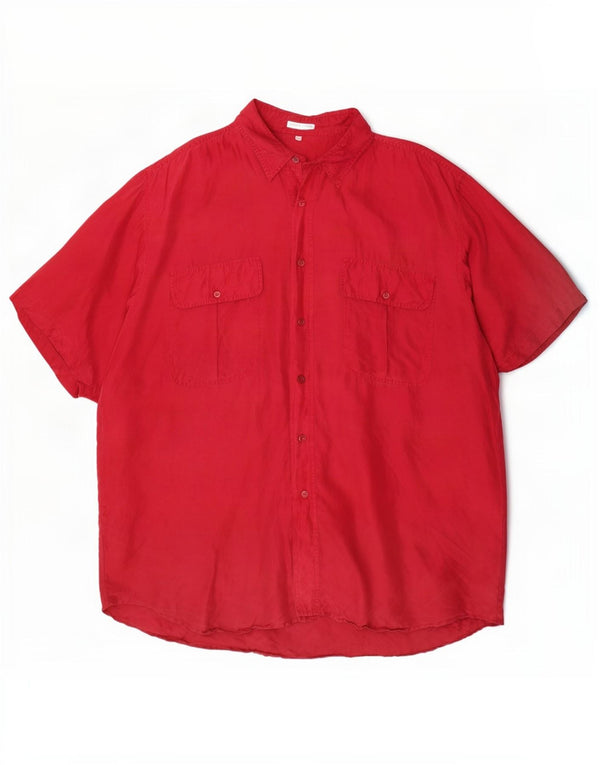 Chemise à manches courtes homme vintage XL soie rouge