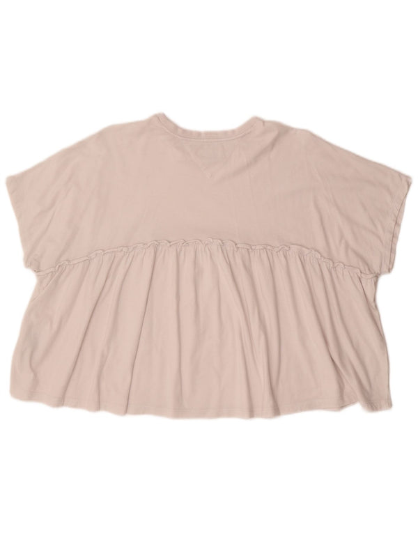 Tommy Hilfiger Womens Crop Oversized T-Shirt Top UK 10 Small Off White