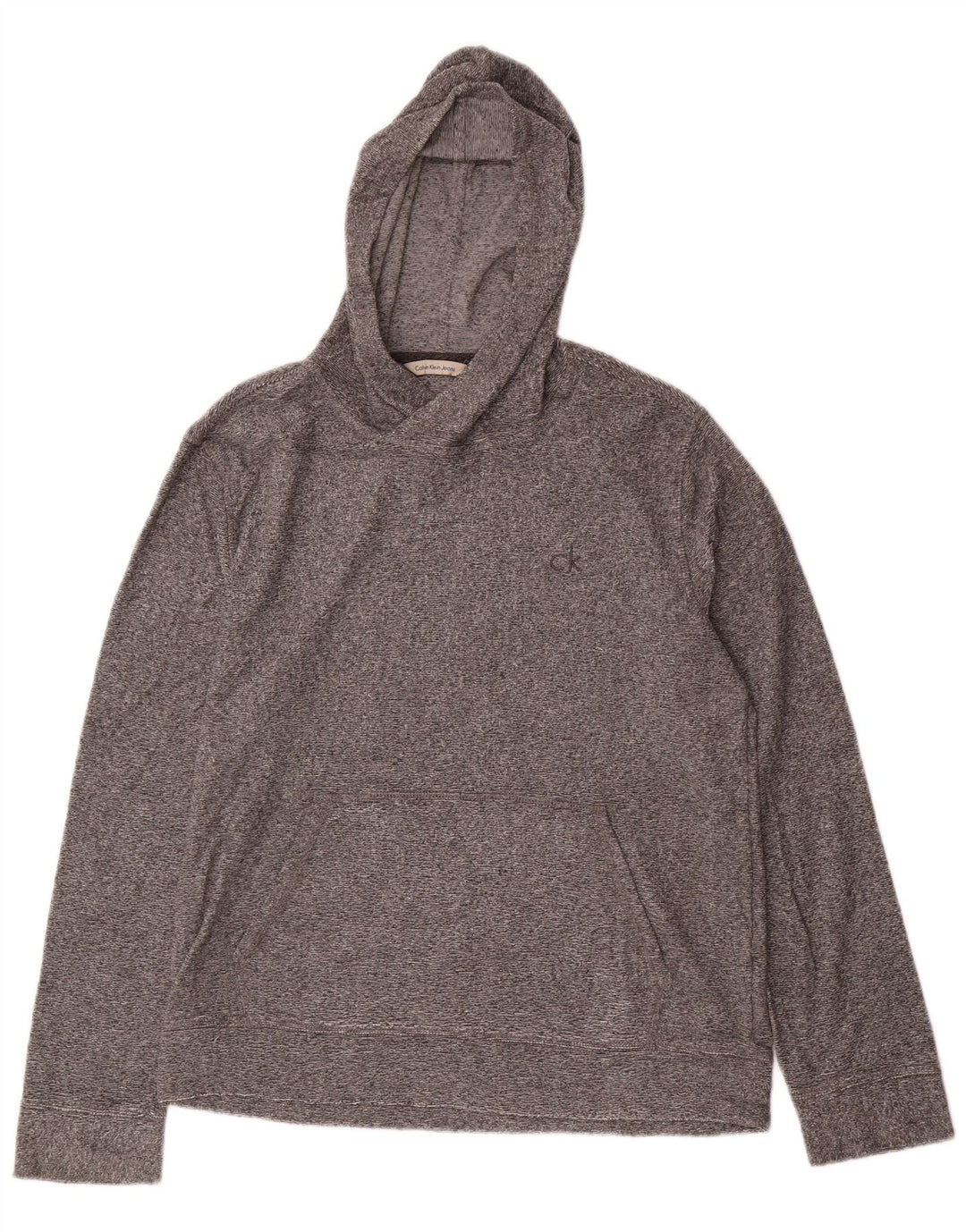 CALVIN KLEIN JEANS Pull à capuche pour femme UK 14 Gris moyen chiné en coton