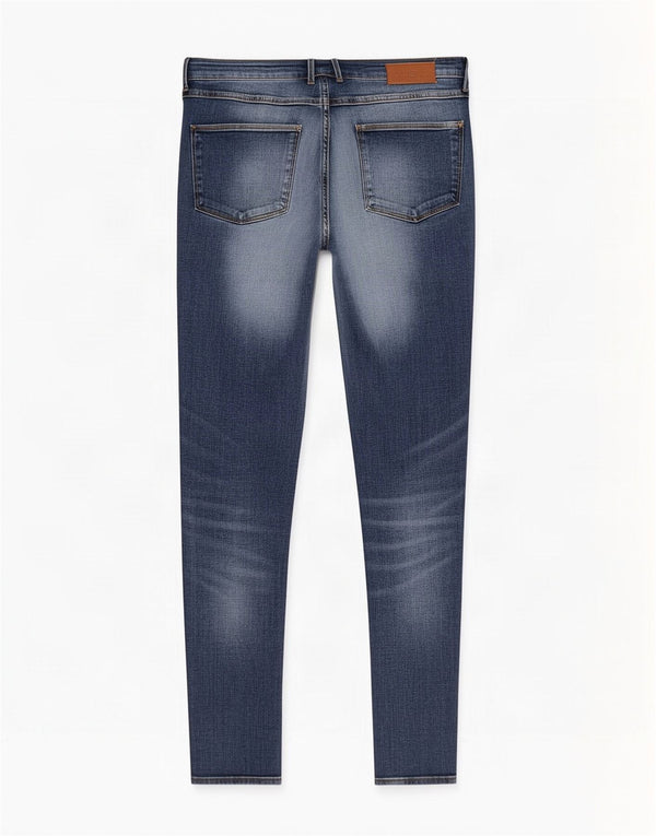 Zara Jean skinny vieilli pour femme EU 42 Large W32 L33 Bleu Coton