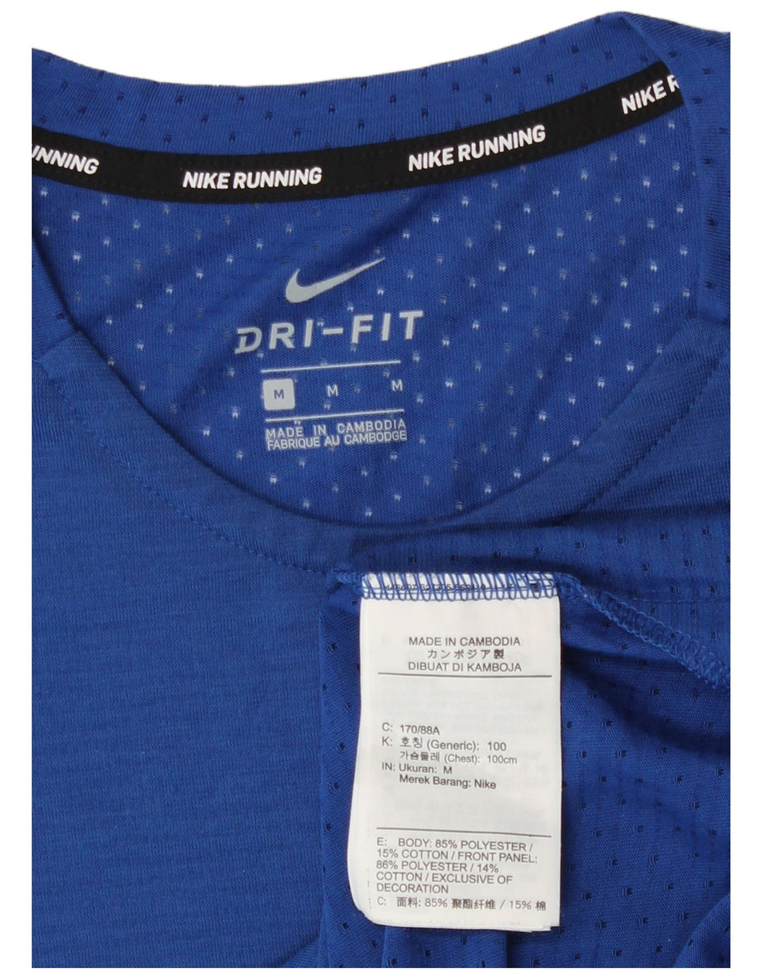 Nike Homme Dri Fit T-Shirt Haut Bleu Moyen Polyester
