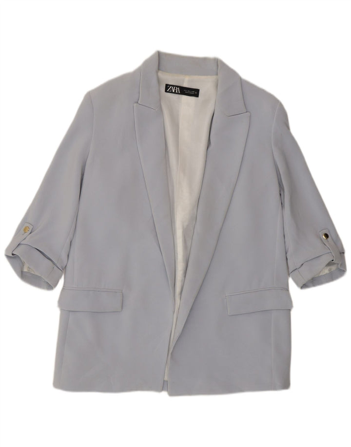 Zara Veste blazer ouverte à manches 3/4 pour femme UK 16 Large Bleu