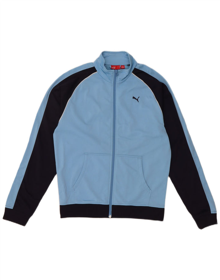 PUMA Boys Tracksuit Top Jacket 13-14 Years  Blue Colourblock Polyester