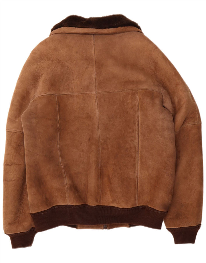 veste en peau de mouton vintage pour hommes IT 52 XL Brown Colourblock