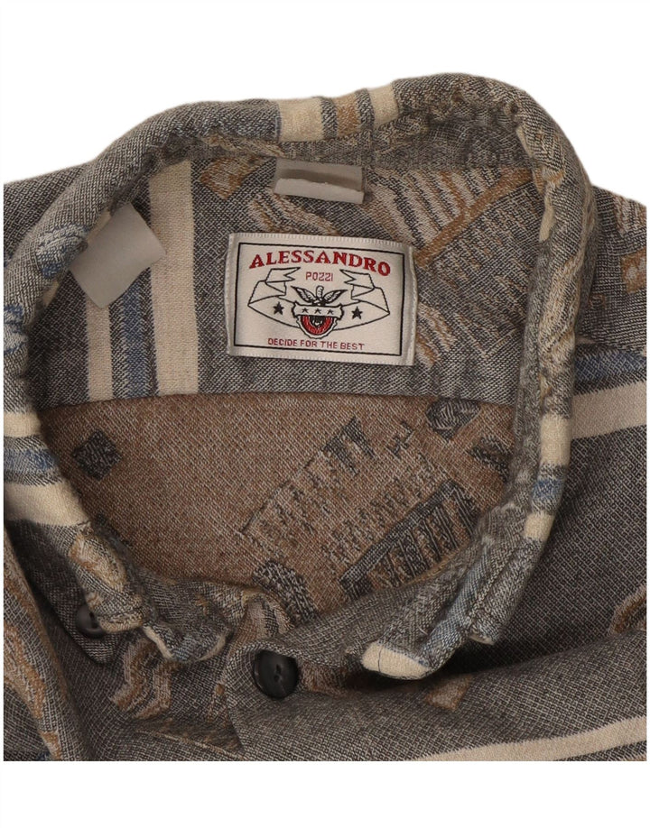 Chemise en flanelle homme vintage grande rayée grise