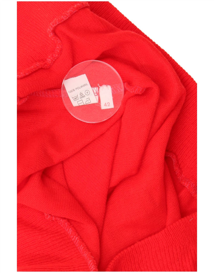 vintage Femme Polo Neck Jumper Pull IT 42 Moyen Rouge Polyacrylique