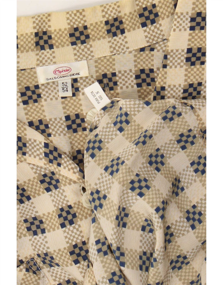 cherie Chemise Femme IT 52/54 2XL Beige Carreaux Soie