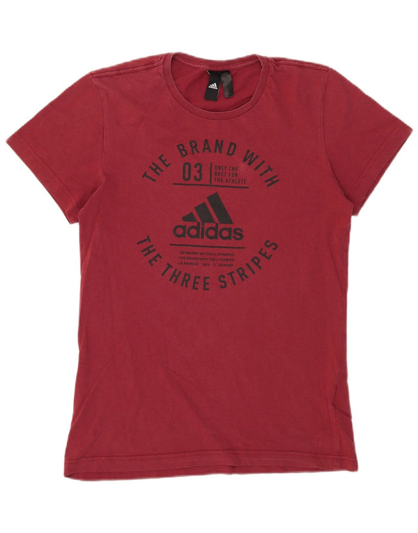 Adidas T-shirt graphique pour homme Petit coton bordeaux