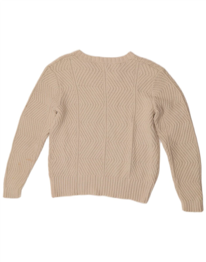 Marks & Spencer Pull col en V pour femme UK 10 Small Blanc cassé
