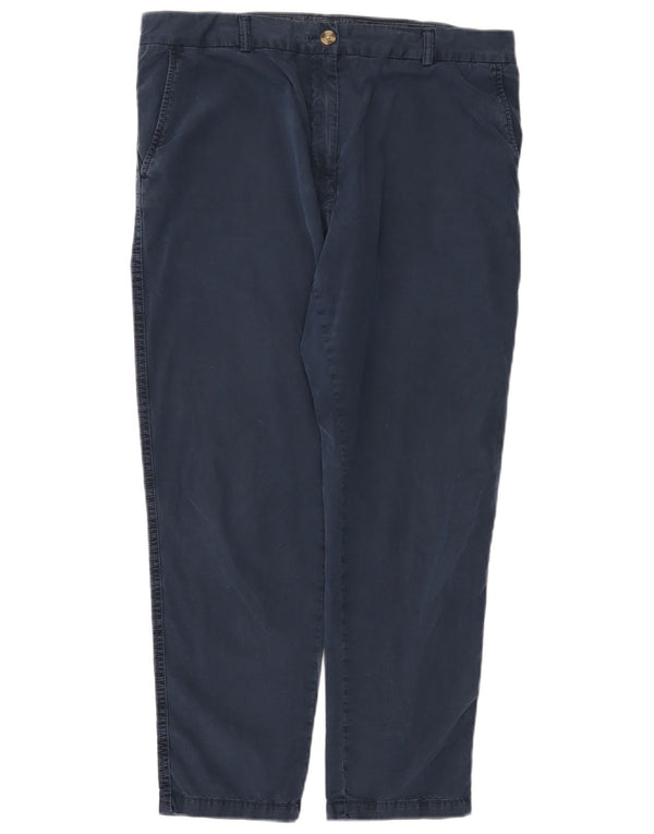 Marks & Spencer Pantalon chino taille haute pour femme UK 14 Large W34 L26 Bleu marine B