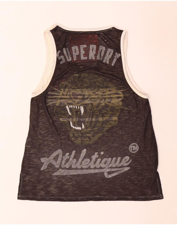 Superdry Débardeur Graphique Femme UK 10 Petit Gris Colorblock Polyester