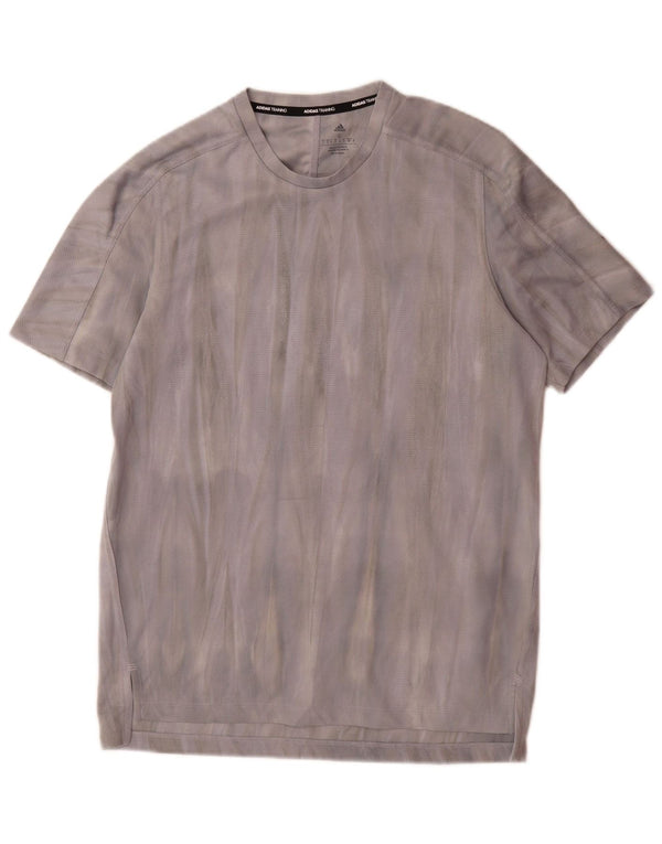 Adidas Hommes Aeroready Graphic T-Shirt Top Petit Gris Tie Dye Polyester