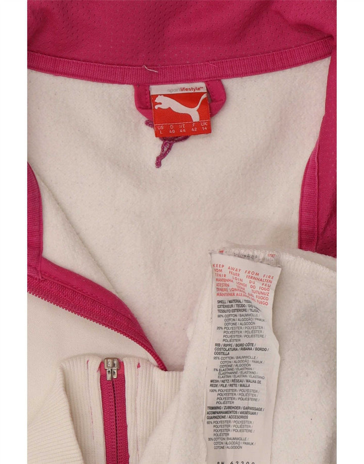 Puma Veste de survêtement graphique pour femme UK 14 Large Blanc Colorblock