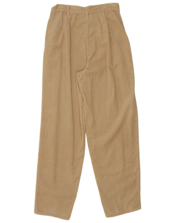 Benetton Pantalon Taille Haute En Velours Côtelé Femme IT 44 Medium W28 L30 Beige