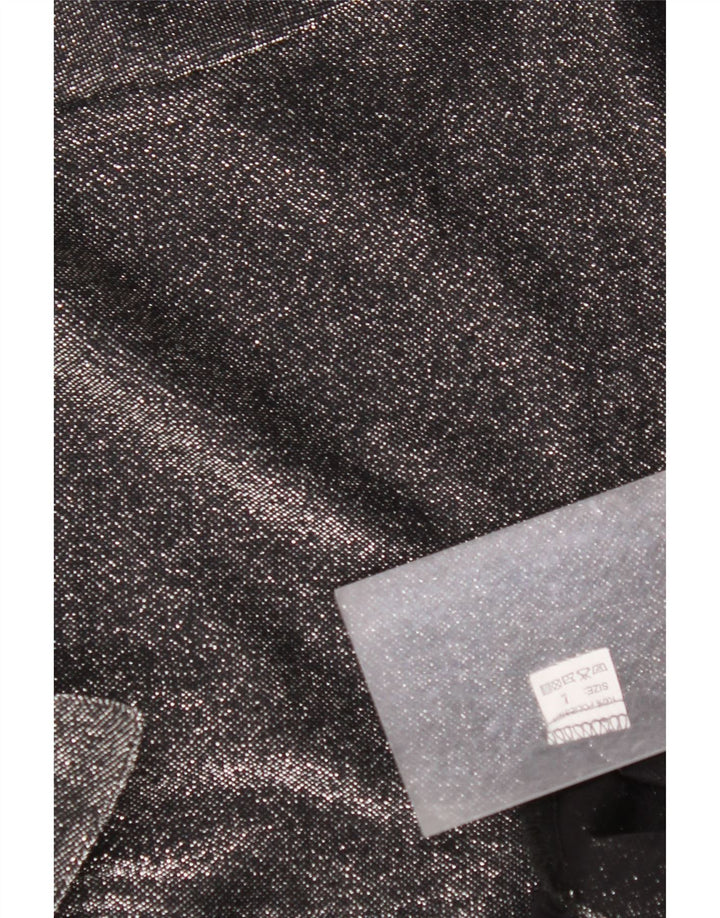 VINTAGE Chemisier surdimensionné femme UK 16 Grand polyester moucheté noir