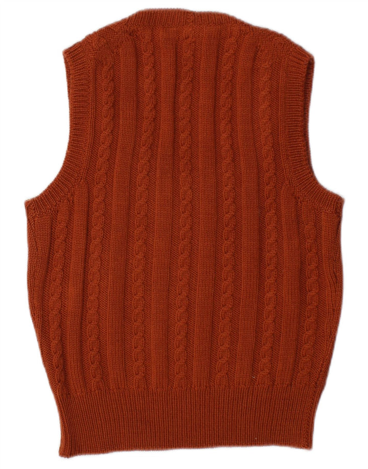 vintage Femme Gilet Débardeur UK 14 Brun Moyen
