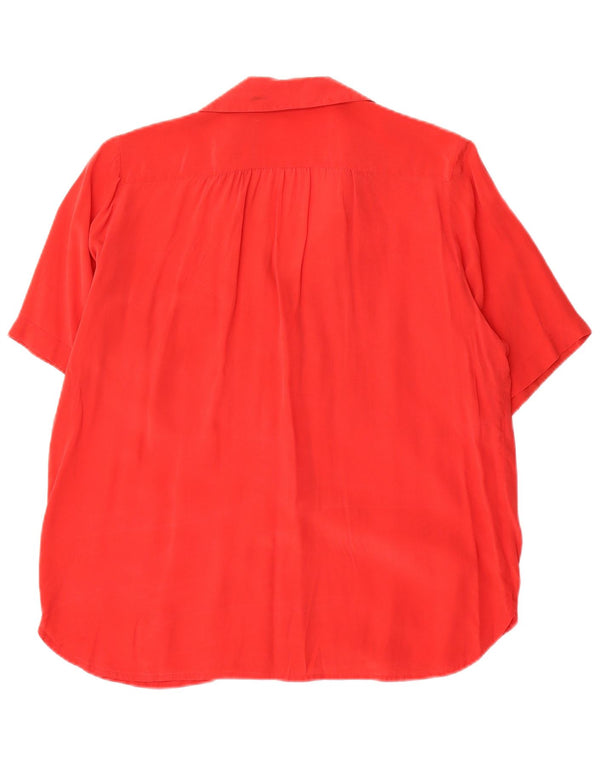 vintage Femme Chemise à manches courtes Blouse UK 16 Grand Rouge