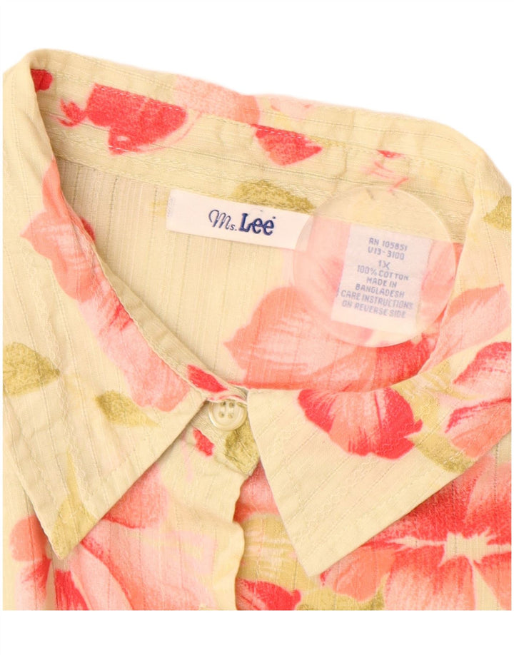 Lee Chemisier à manches courtes pour femme UK 18 XL Jaune Floral Coton