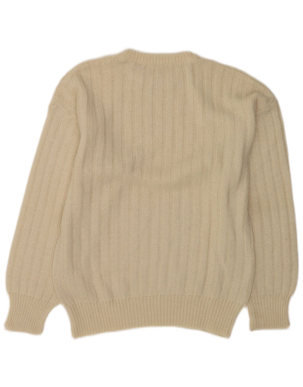 vintage Femmes Bateau Cou Jumper Pull UK 14 Grand Beige