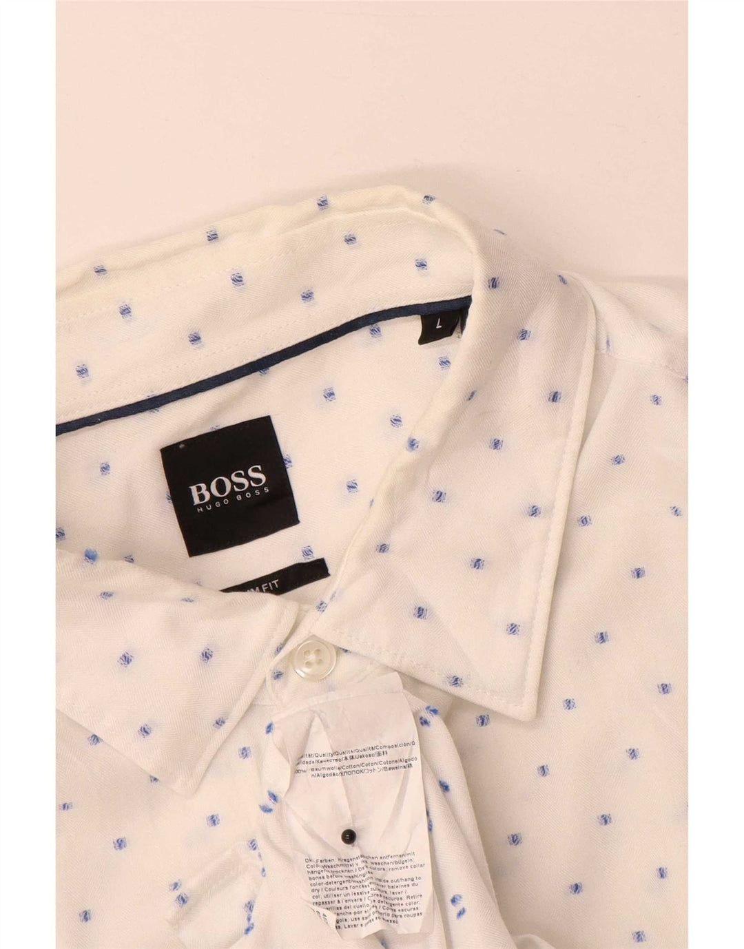 HUGO BOSS Chemise Slim Fit Large Coton à Pois Blanc