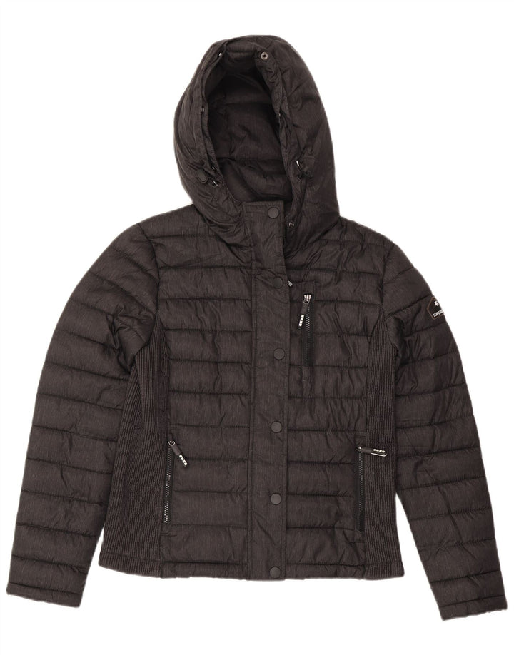 Superdry Veste matelassée à capuche pour filles 15-16 ans Large Gris Polyester