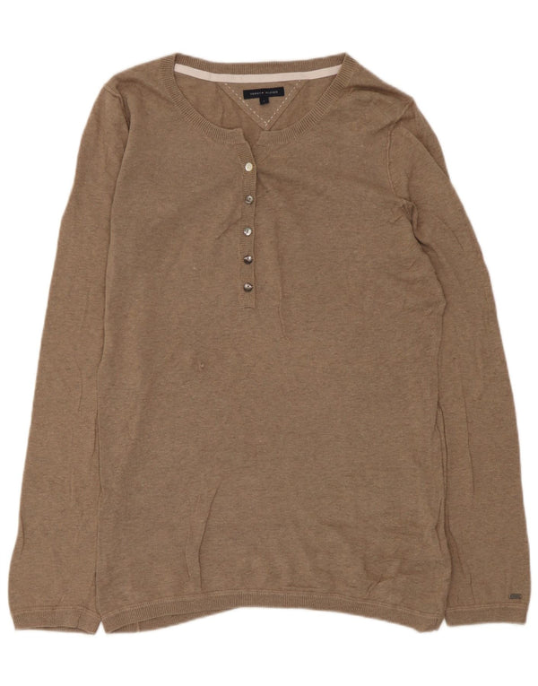 Tommy Hilfiger Pull col bateau pour femme UK 14 Grand coton marron