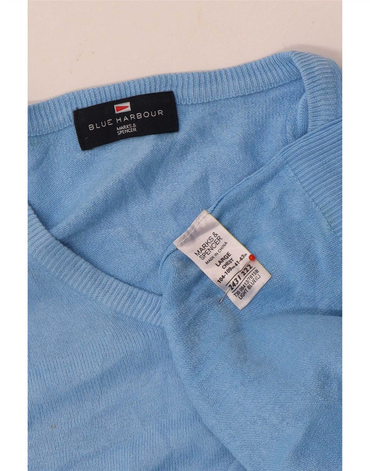 Marks & Spencer Pull à col en V Blue Harbour pour hommes, grand acrylique
