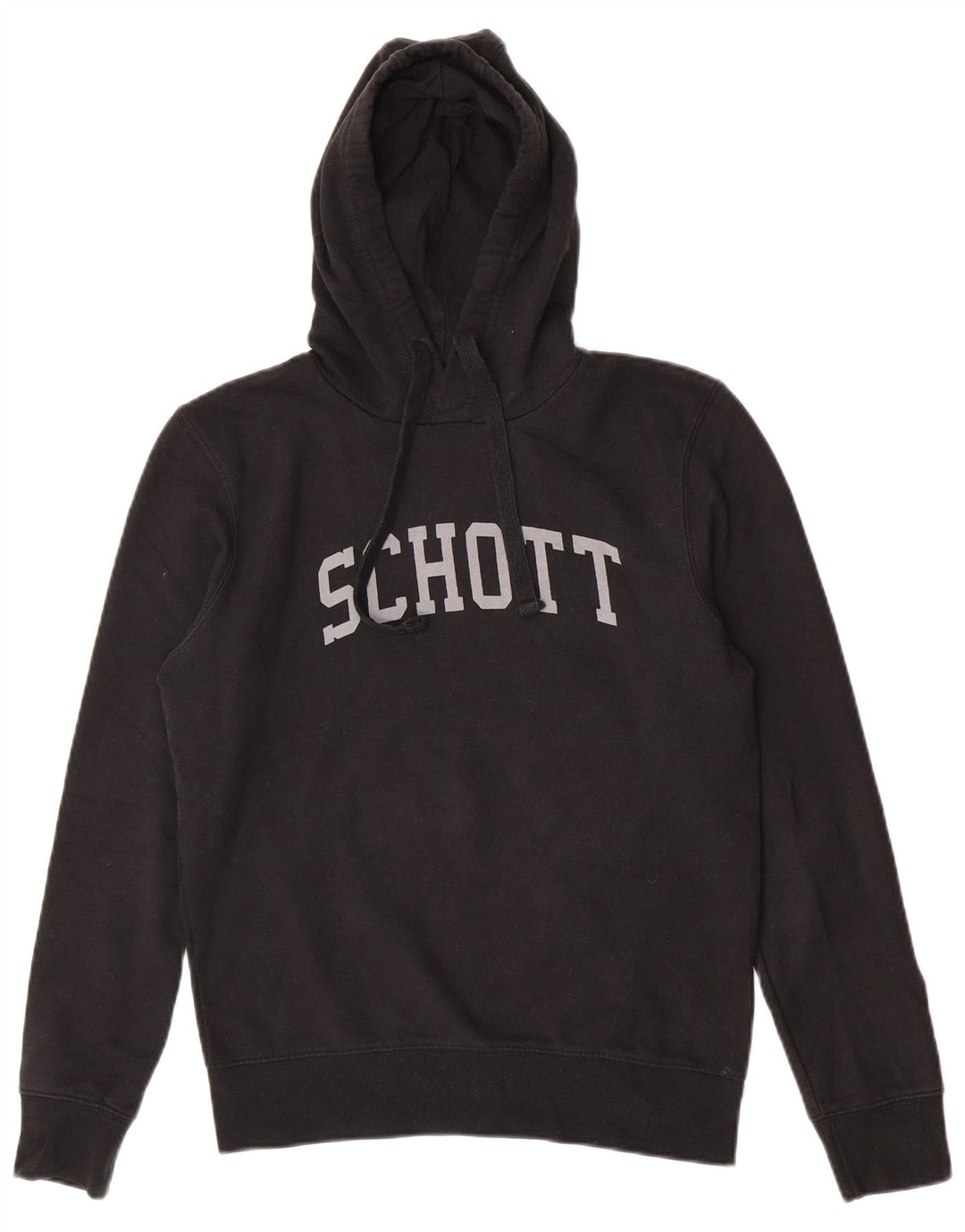 Schott Pull à capuche graphique homme petit coton noir
