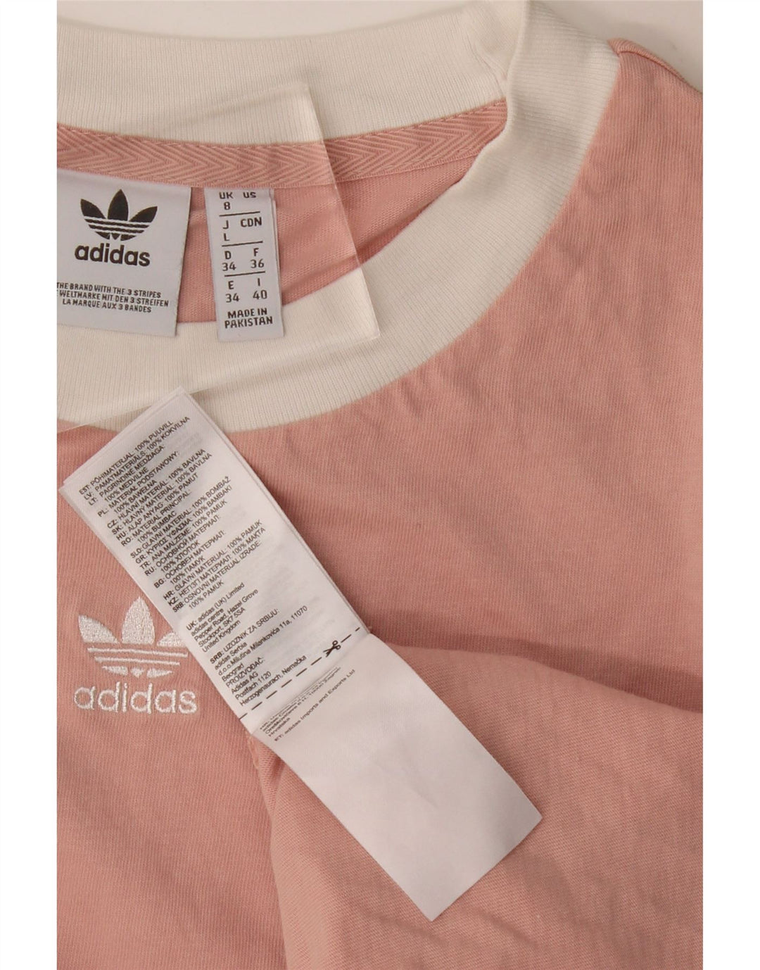 Adidas T-shirt surdimensionné pour femme UK 8 Petit coton rose